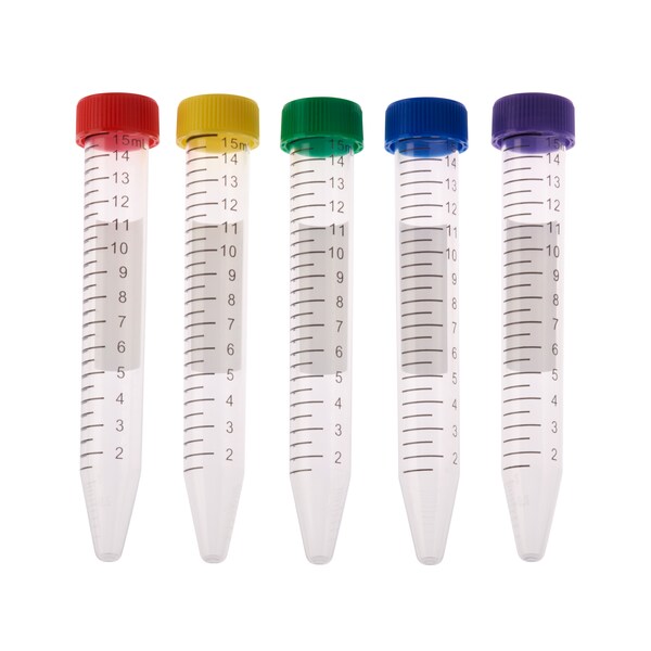 Celltreat Centrifuge Tube, Assorted Color Cap - Bag, Sterile, 15mL, PK500 230411A - main